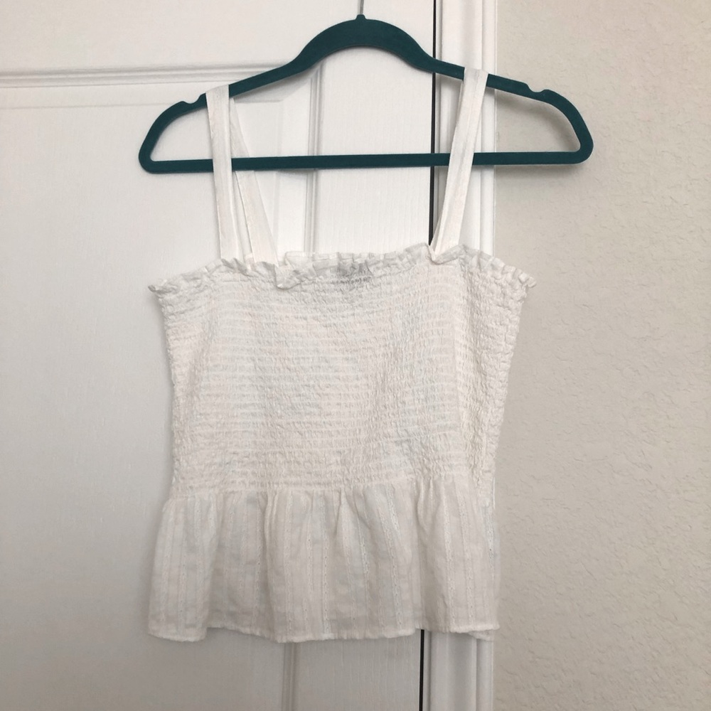 American Eagle Outfitters Smocked Cropped Peplum Top
